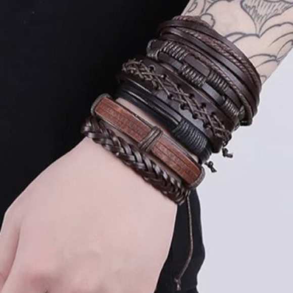 CASDAN 3 Piecec Braided Leather Bracelets for Men Women Woven Cuff Wrap Bracelet - Picture 2 of 4